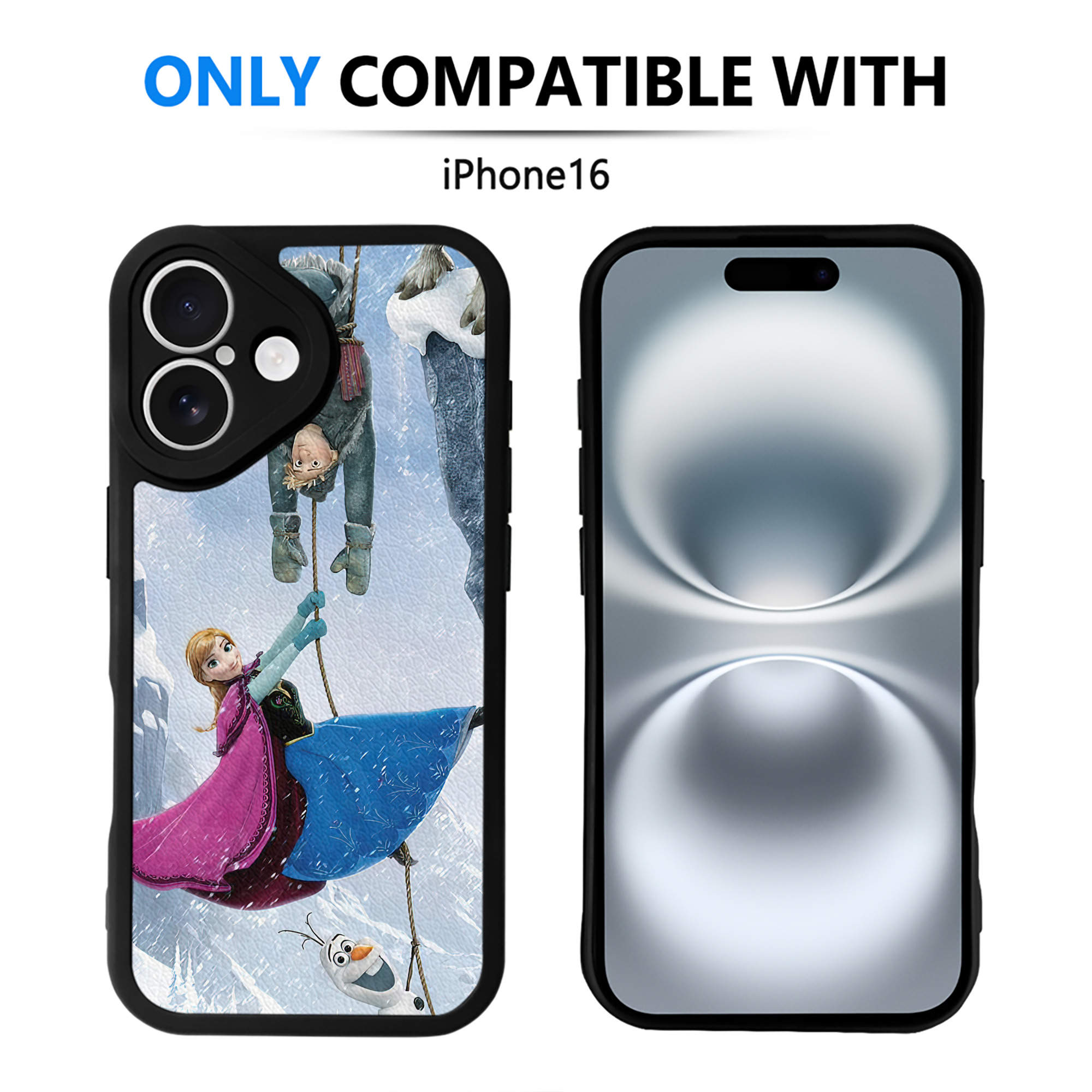 （画像用） アナと雪の女王 アンナ エルサ Frozen Anna Elsa 【iPhone 16シリーズ対応】シリコンスマホケース（レザー調） 材質：シリコン